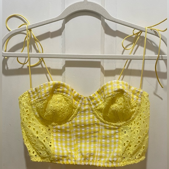 Urban Outfitters Tops - Urban Outfitters Yellow Bustier Cropped Top🌼